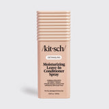 A bottle of Kitsch Detangling Moisturizing Leave-in Conditioner Spray in a light peach-beige color, shown on a light gray background.