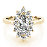 14k Gold Marquise Halo Diamond Engagement Ring