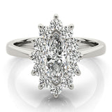 14k Gold Marquise Halo Diamond Engagement Ring