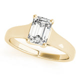 14k Gold Solitaire Trellis Emerald Cut Engagement Ring