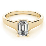 14k Gold Solitaire Trellis Emerald Cut Engagement Ring
