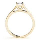 14k Gold Solitaire Trellis Emerald Cut Engagement Ring