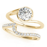 14k Gold Round Diamond Solitaire Bypass Engagement Ring