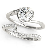 14k Gold Round Diamond Solitaire Bypass Engagement Ring