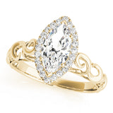 14k Gold Marquise Halo Diamond Engagement Ring