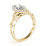 14k Gold Marquise Halo Diamond Engagement Ring