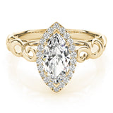 14k Gold Marquise Halo Diamond Engagement Ring