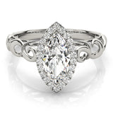 14k Gold Marquise Halo Diamond Engagement Ring