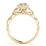 14k Gold Marquise Halo Diamond Engagement Ring