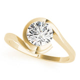 14k Gold Round Diamond Solitaire Bypass Engagement Ring