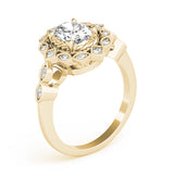 14k Gold Vintage Inspired Oval Diamond Engagement Ring