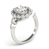 14k Gold Vintage Inspired Oval Diamond Engagement Ring