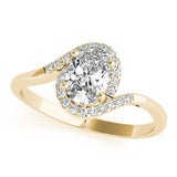 14k Gold Bypass Oval Cut Engagement Ring