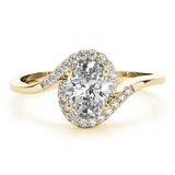 14k Gold Bypass Oval Cut Engagement Ring