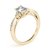 14k Gold Emerald Side Stone Engagement Ring