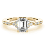 14k Gold Emerald Side Stone Engagement Ring