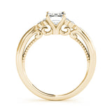 14k Gold Emerald Side Stone Engagement Ring