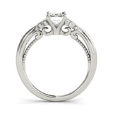 14k Gold Emerald Side Stone Engagement Ring