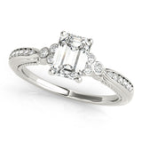 14k Gold Emerald Side Stone Engagement Ring
