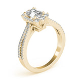 14k Gold Vintage Inspired Emerald Side-stone Engagement Ring