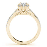 14k Gold Vintage Inspired Emerald Side-stone Engagement Ring
