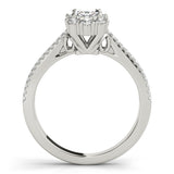 14k Gold Vintage Inspired Emerald Side-stone Engagement Ring