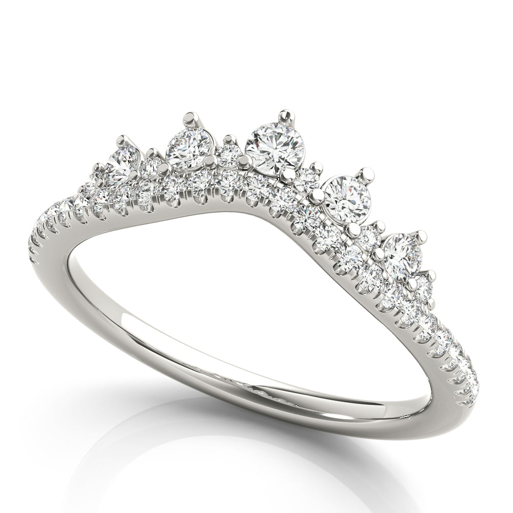 14k Gold Contour Crown Wedding Band