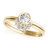 14k Gold Bezel Set Half Halo Engagement Ring