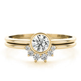 14k Gold Bezel Set Half Halo Engagement Ring