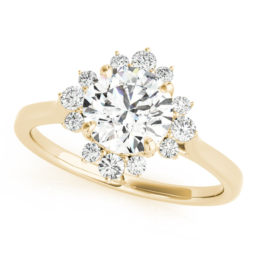 14k Gold Halo Round Cut Engagement Ring