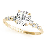 14k Gold Round Scattered Side Stone Engagement Ring