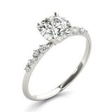 14k Gold Round Scattered Side Stone Engagement Ring
