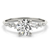 14k Gold Round Scattered Side Stone Engagement Ring