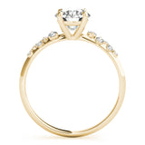 14k Gold Round Scattered Side Stone Engagement Ring