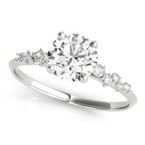 14k Gold Round Scattered Side Stone Engagement Ring