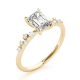 14k Gold Emerald Scattered Side Stone Engagement Ring