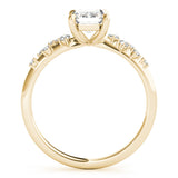 14k Gold Emerald Scattered Side Stone Engagement Ring