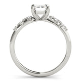 14k Gold Emerald Scattered Side Stone Engagement Ring