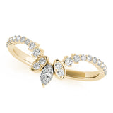 14k Gold Contour Marquise Center Wedding Band