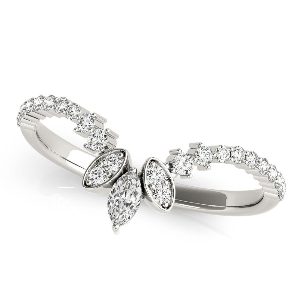 14k Gold Contour Marquise Center Wedding Band