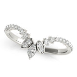 14k Gold Contour Marquise Center Wedding Band