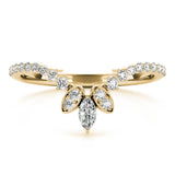 14k Gold Contour Marquise Center Wedding Band