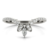 14k Gold Contour Marquise Center Wedding Band