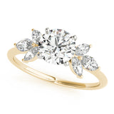 14k Gold Nature Inspired Round Diamond Engagement Ring