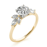 14k Gold Nature Inspired Round Diamond Engagement Ring
