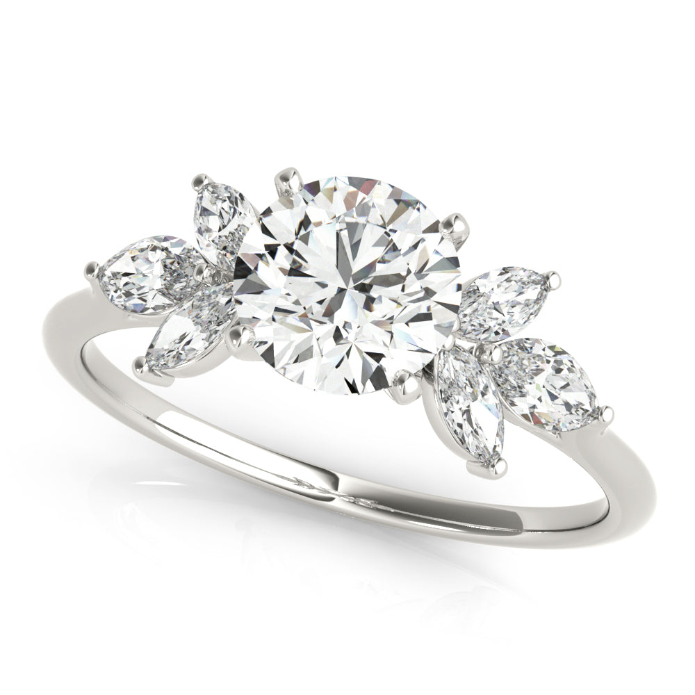 14k Gold Nature Inspired Round Diamond Engagement Ring