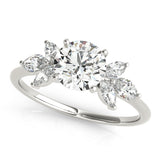 14k Gold Nature Inspired Round Diamond Engagement Ring