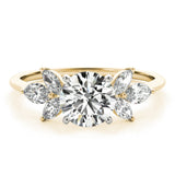 14k Gold Nature Inspired Round Diamond Engagement Ring