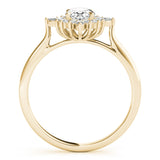 14k Gold Oval Sunburst Diamond Engagement Ring