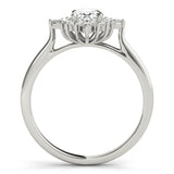 14k Gold Oval Sunburst Diamond Engagement Ring